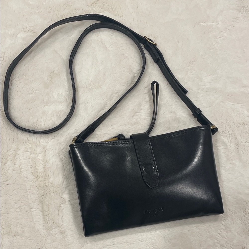 Margot New York Black Leather Crossbody Bag